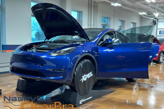 Blue Tesla Model Y XPEL ULTIMATE PPF Clear Bra