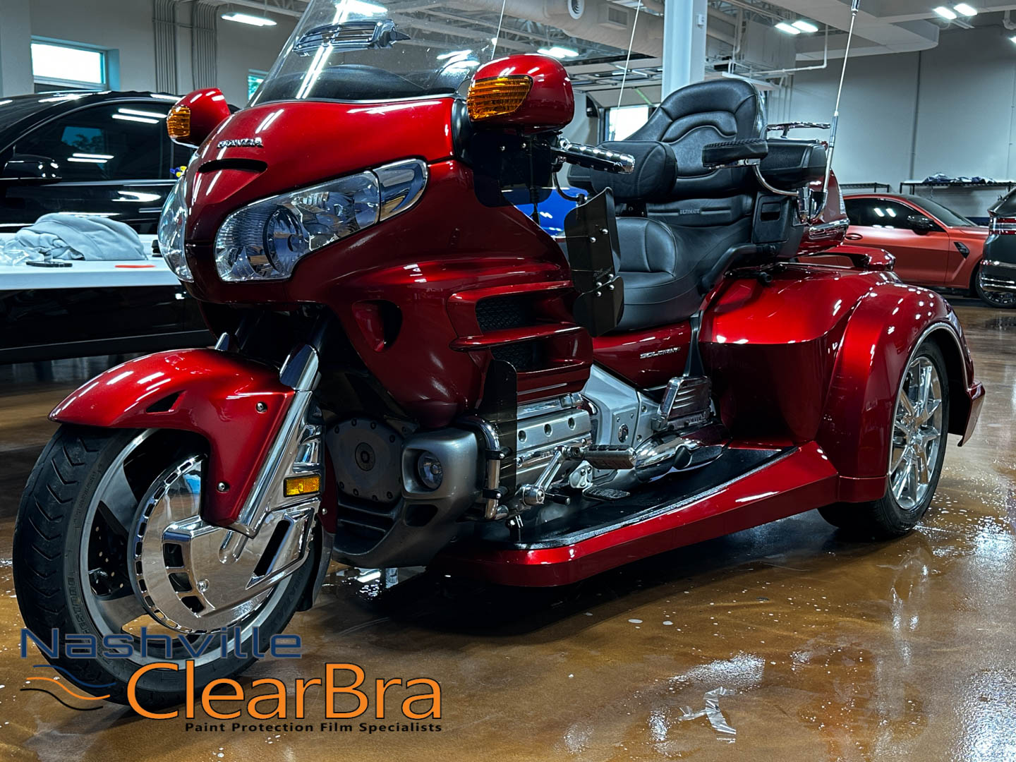 Honda Goldwing Trike lower fairing wrapped in XPEL ULTIMATE PLUS PPF
