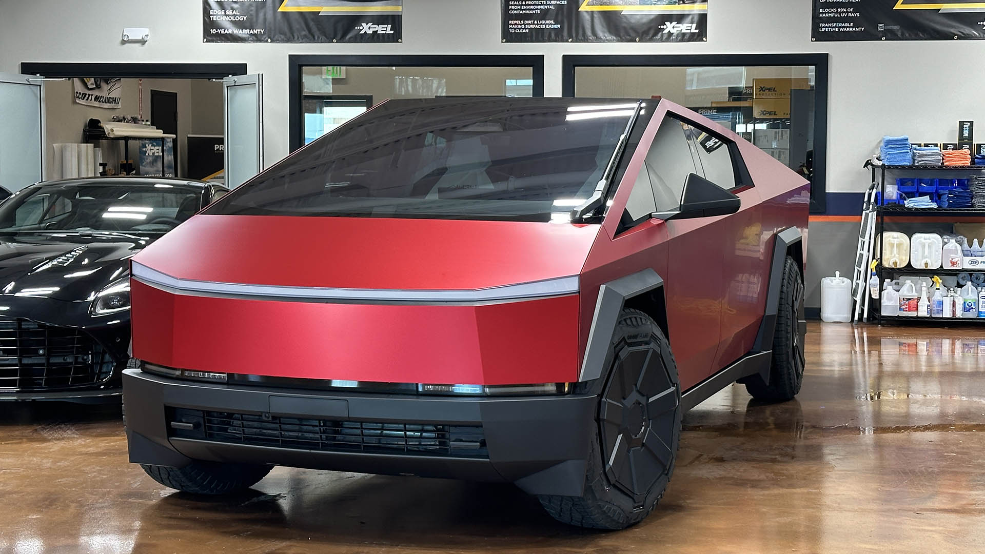 tesla cybertruck satin matte red color ppf clear bra | NASHVILLE CLEARBRA