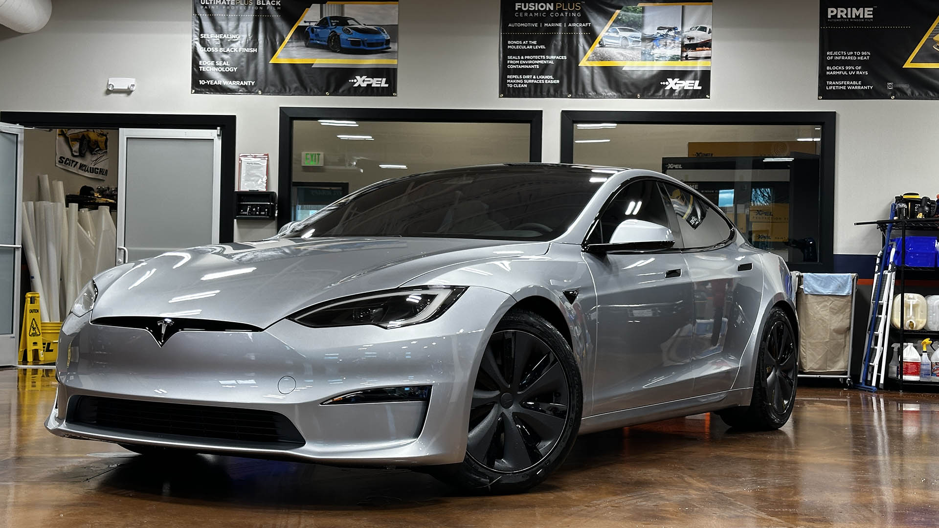 tesla model s silver gloss xpel ppf window tint | NASHVILLE CLEARBRA